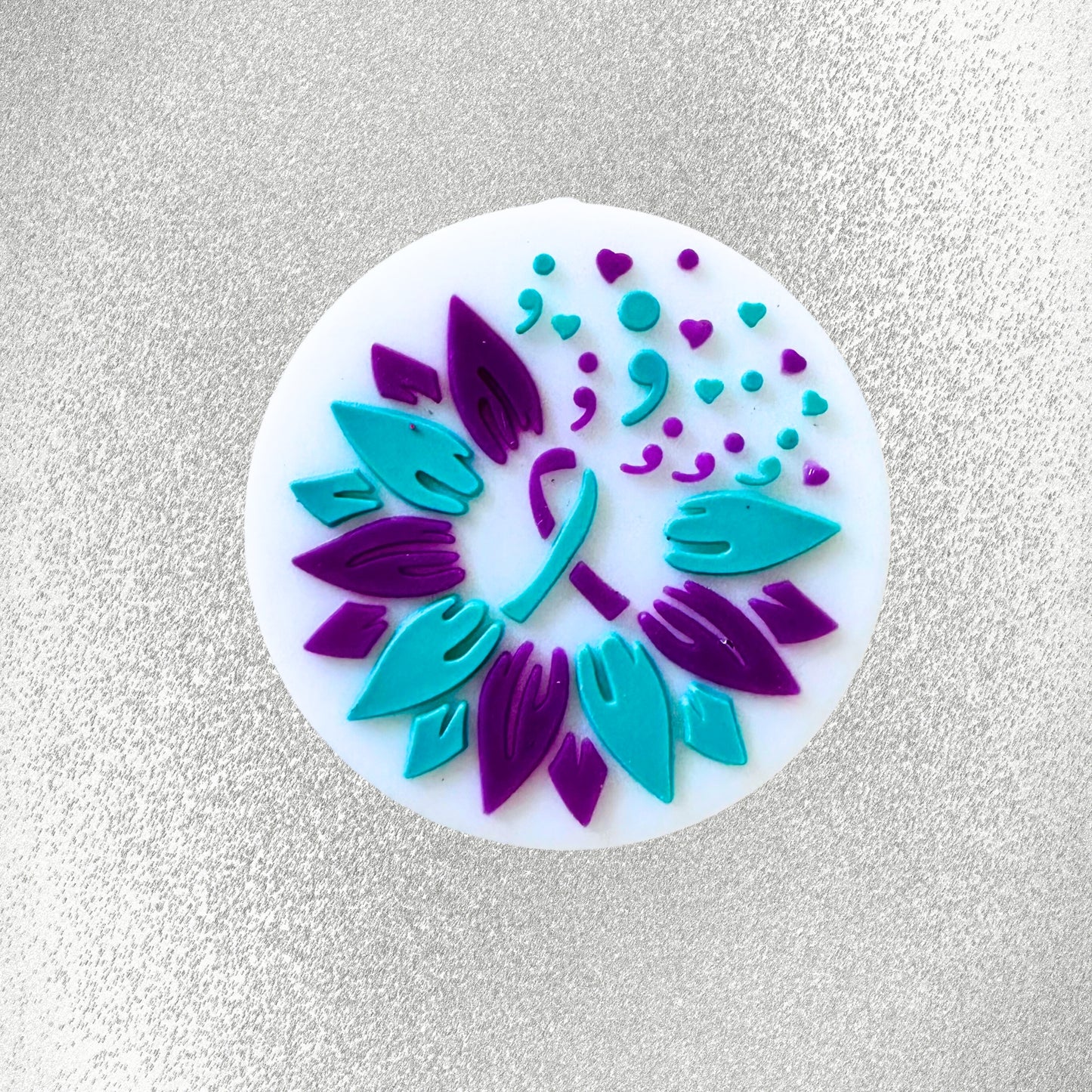 Suicide Awareness Ribbon Teal & Purple image 1