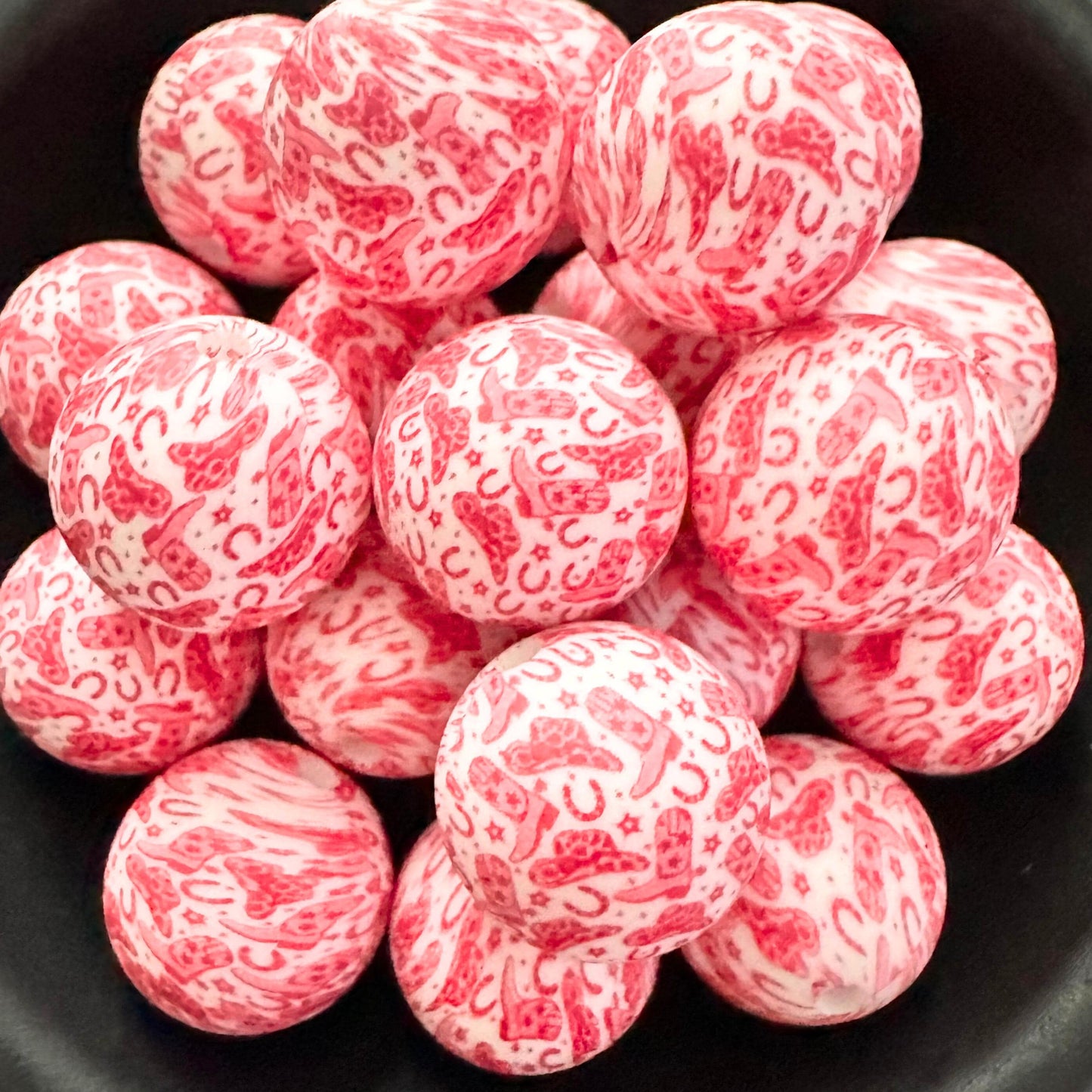 Hot Pink Country Western 15mm Silicone Beads image 0