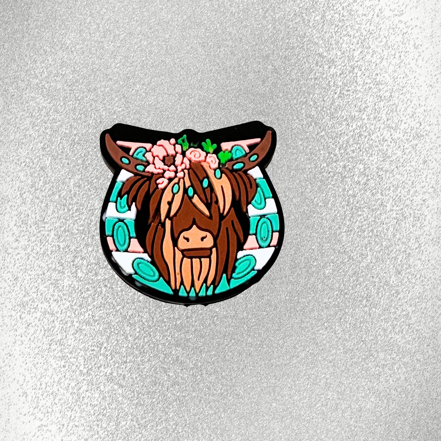 Highland Cow w/ Floral Headband image 1