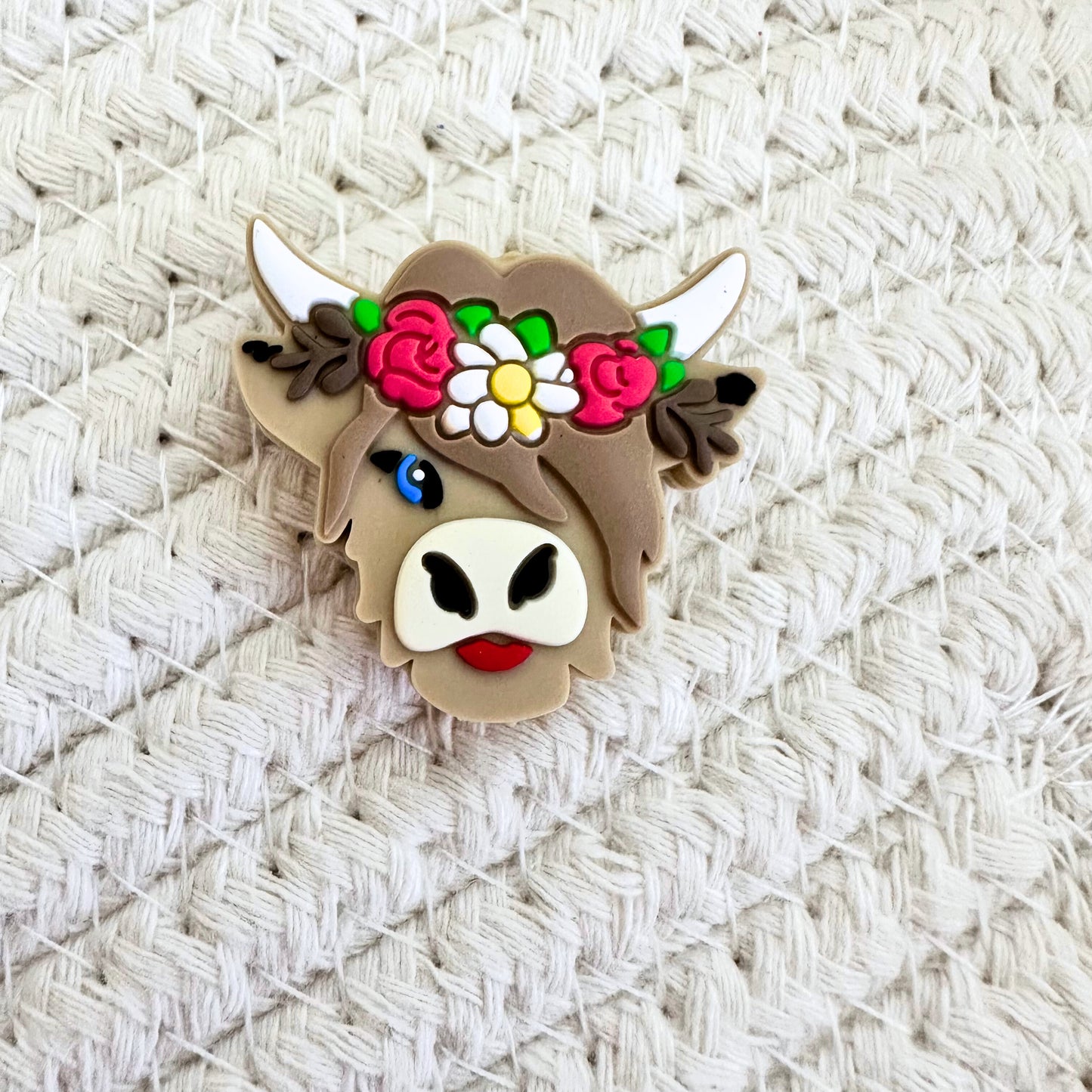 Highland Cow w/ Floral Headband image 1