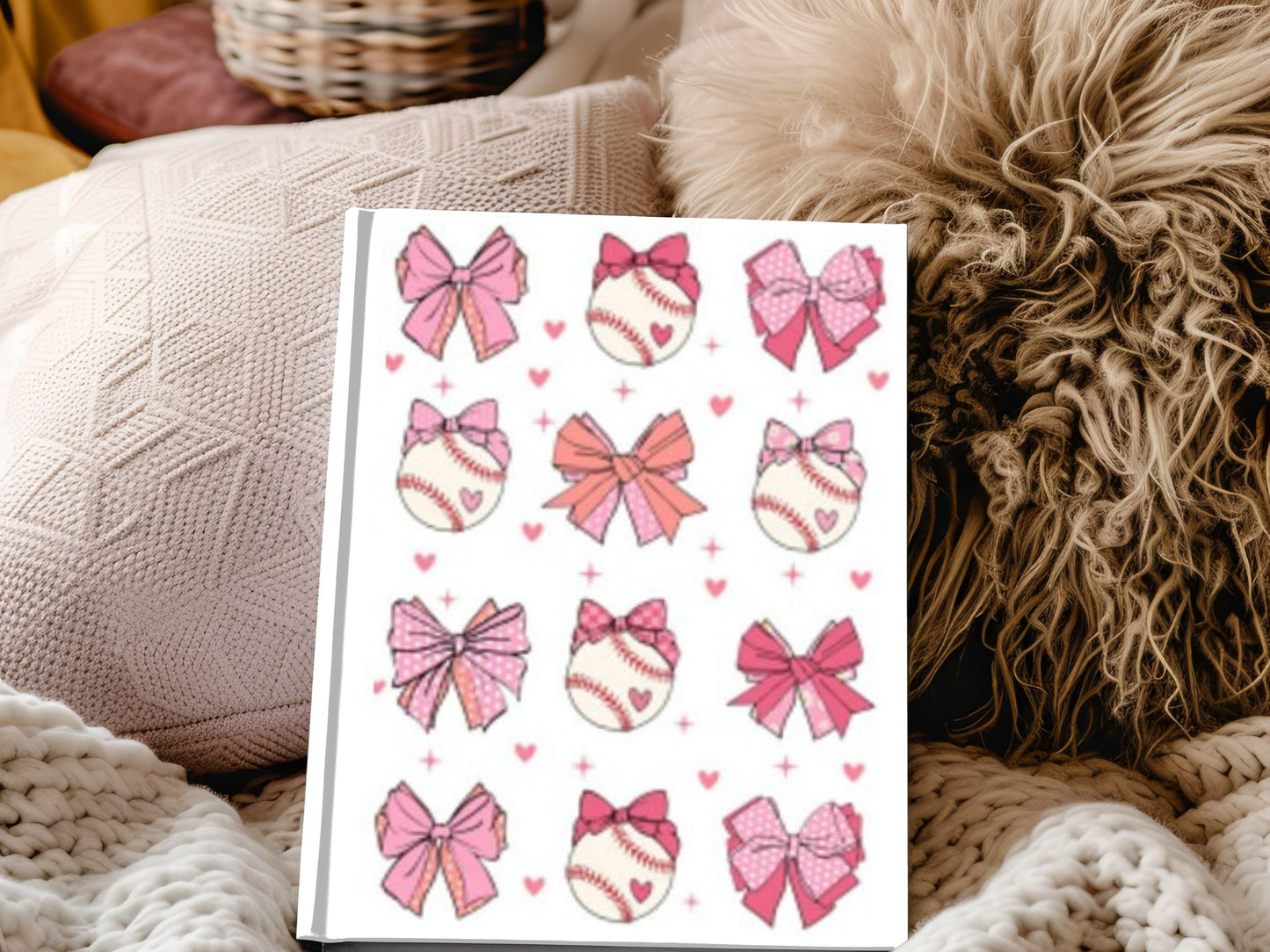 UV DTF A5 Notebook Wraps Pink Bow Coquette Baseball image 0