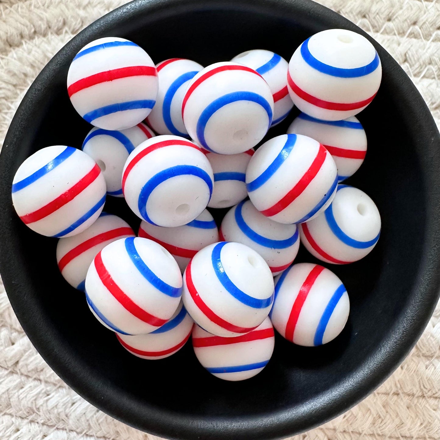 USA American Patriotic Striped 15mm Silicone Beads image 0