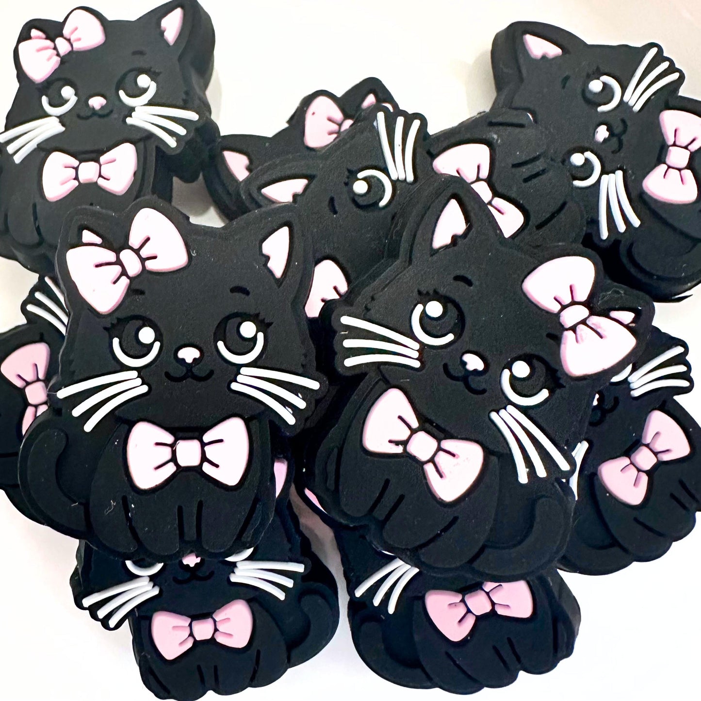 Halloween Cute Black Cat With Pink Bows Spooky Scary Superstitious image 0