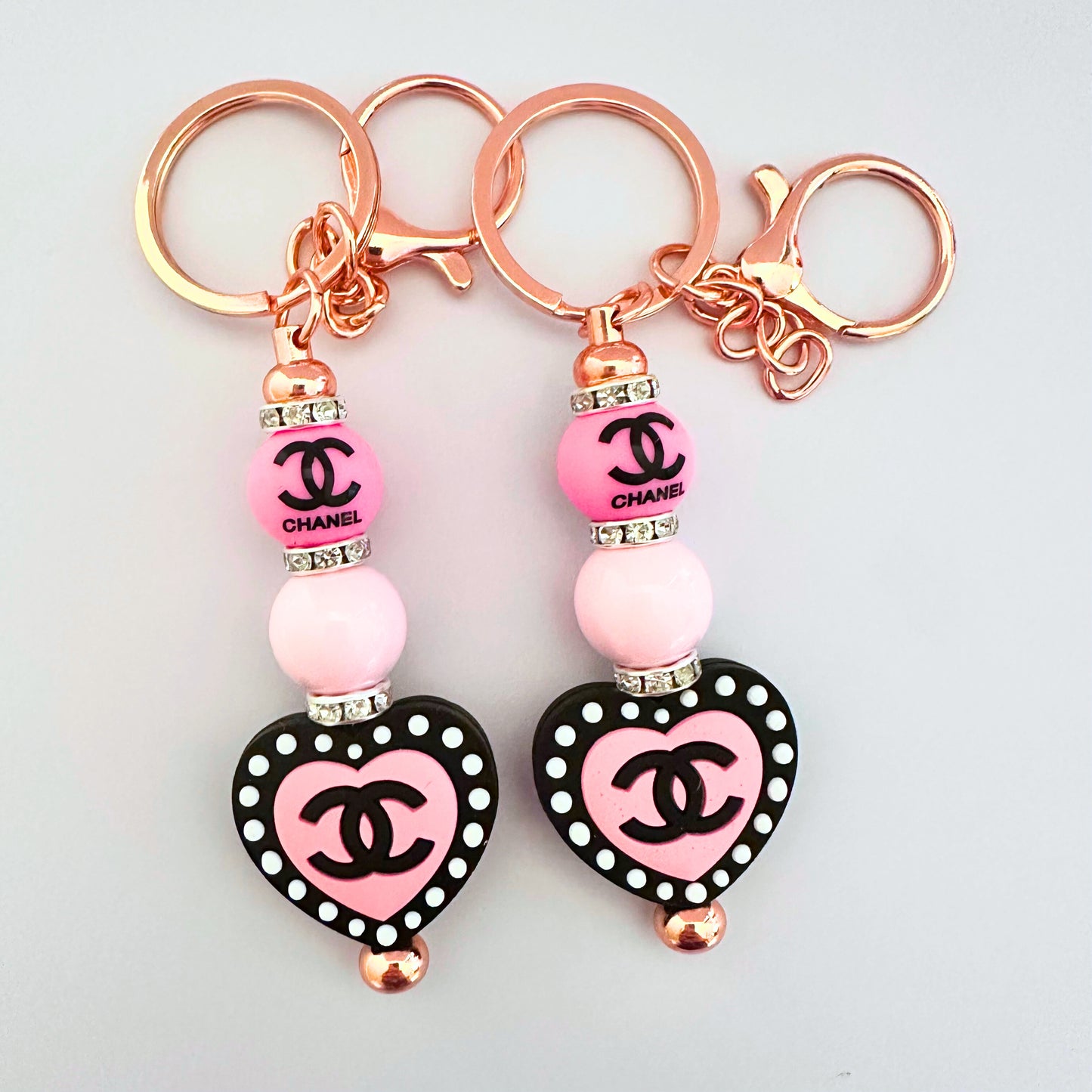 Pink CC Heart Keychain image 0