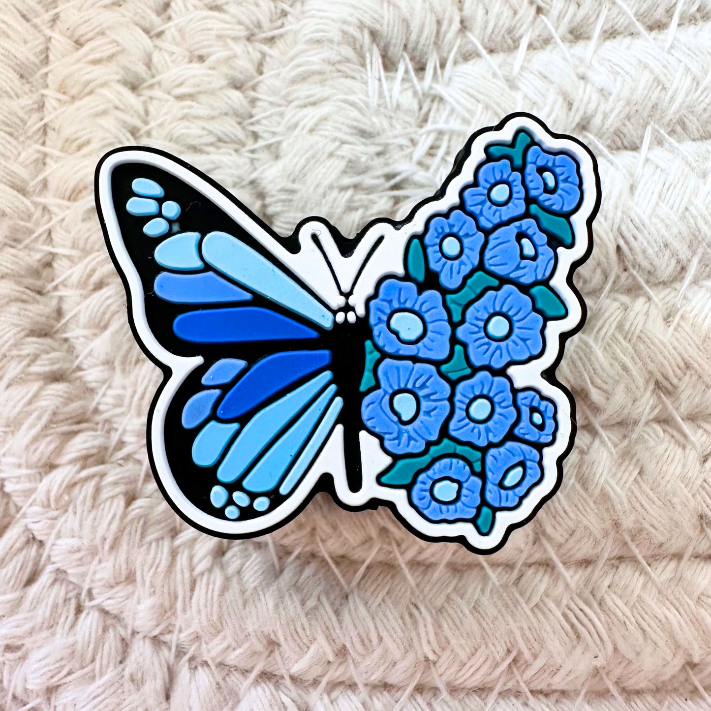 Half Blue Butterfly Half Floral Blue Awareness image 1