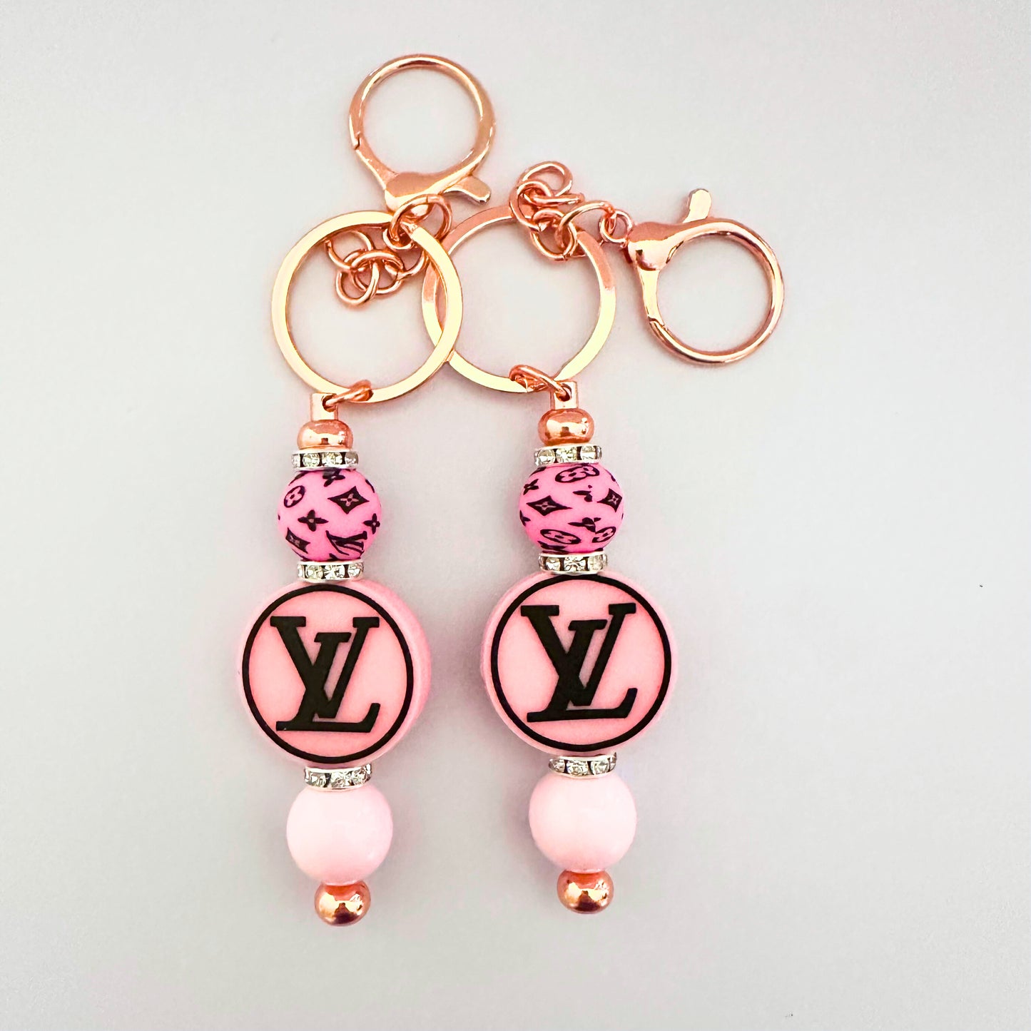 Pink LV Round Keychain image 0