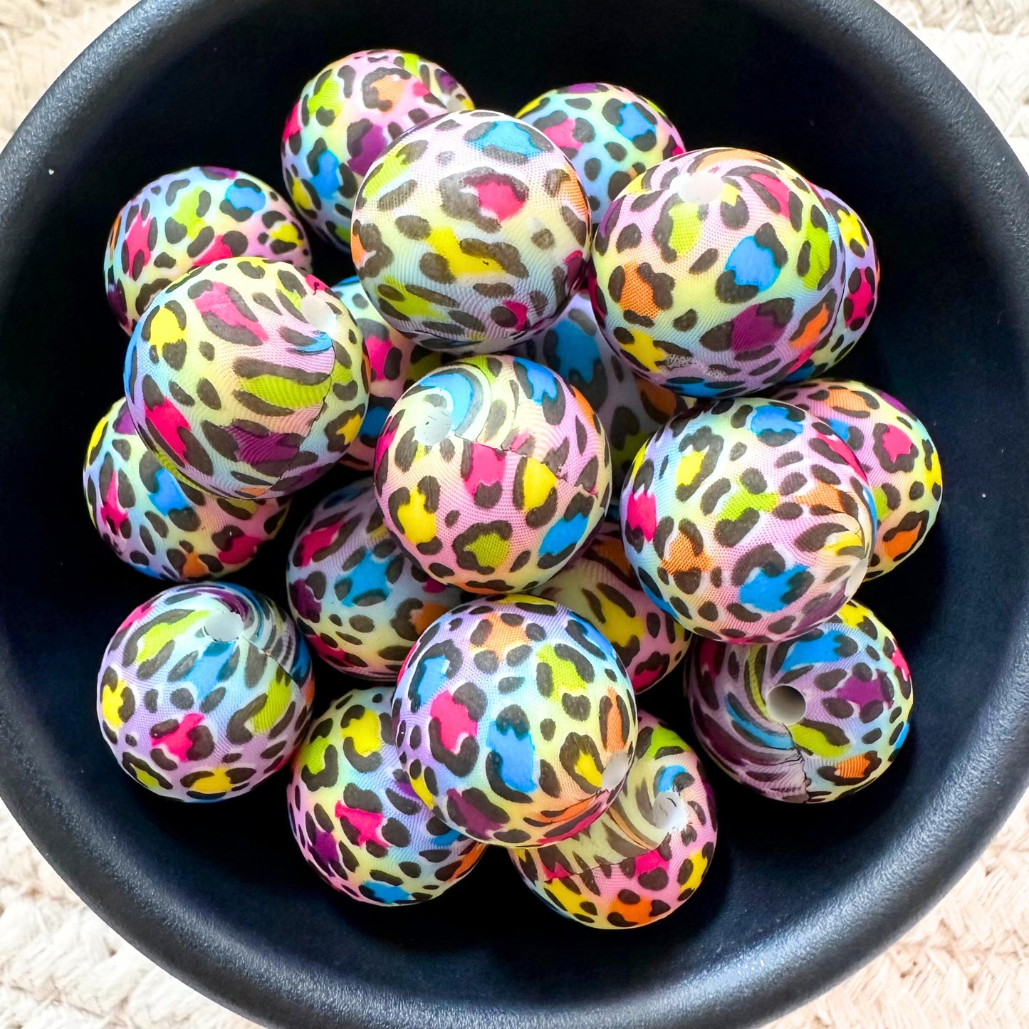 Leopard Print Rainbow 15mm Silicone Beads image 0