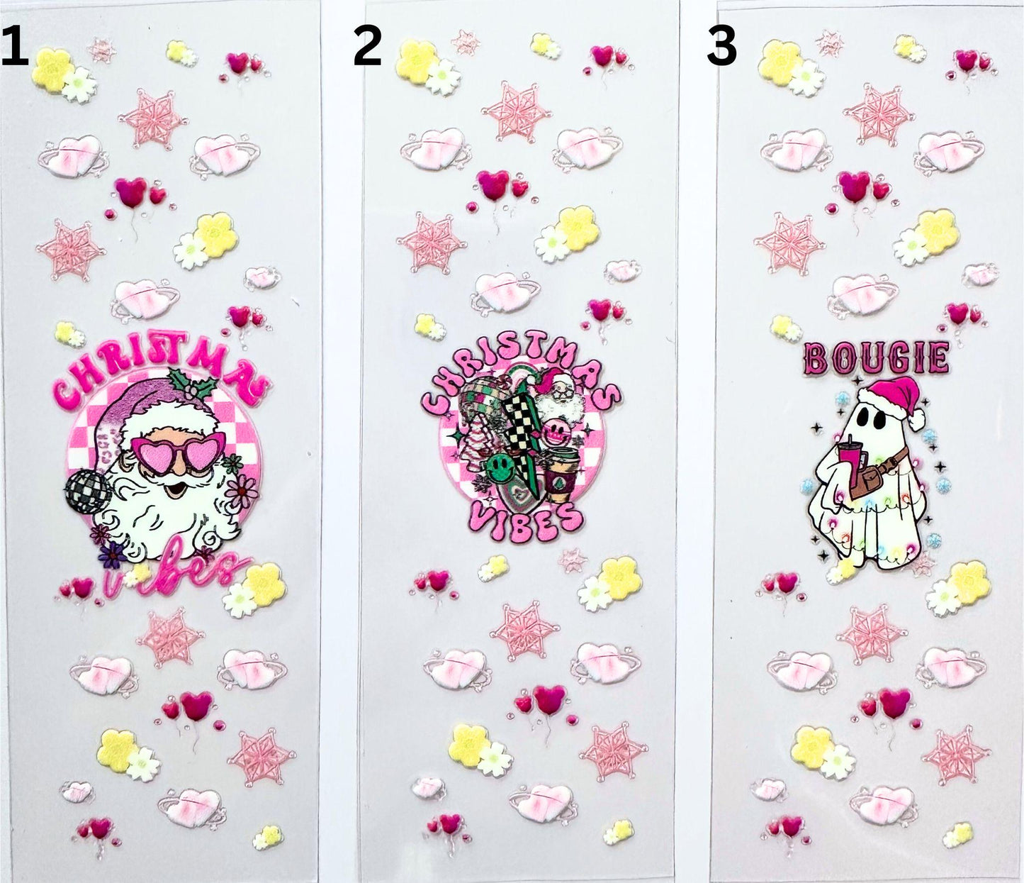 UV DTF Pen Wraps Pink Christmas Vibes image 1