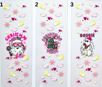 UV DTF Pen Wraps Pink Christmas Vibes image 1