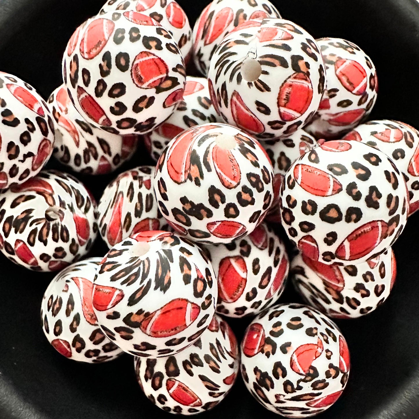 Football Leopard Print 15mm Silicone Beads image 0