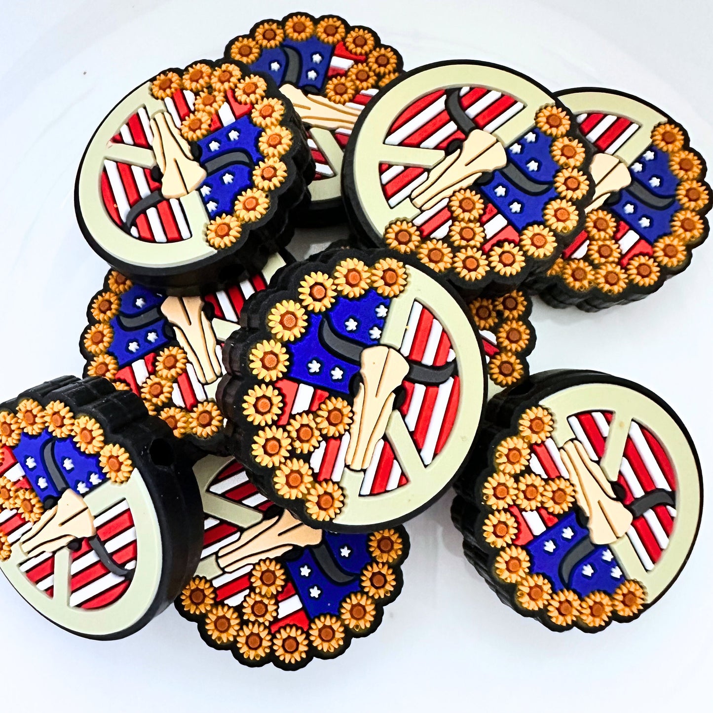 Patriotic Bull Head Peace Sign image 0