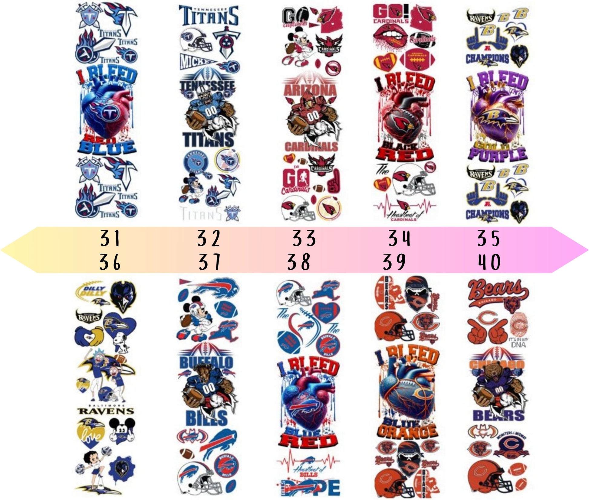 UV DTF Pen Wraps Football- 60 Options image 4