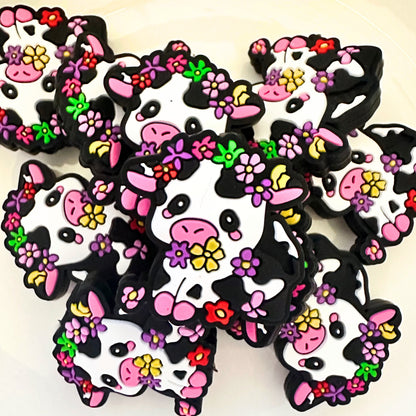 Summer Floral Cute Cow image 0