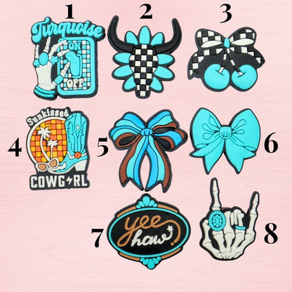 Turquoise Western Bow Shoe Charms