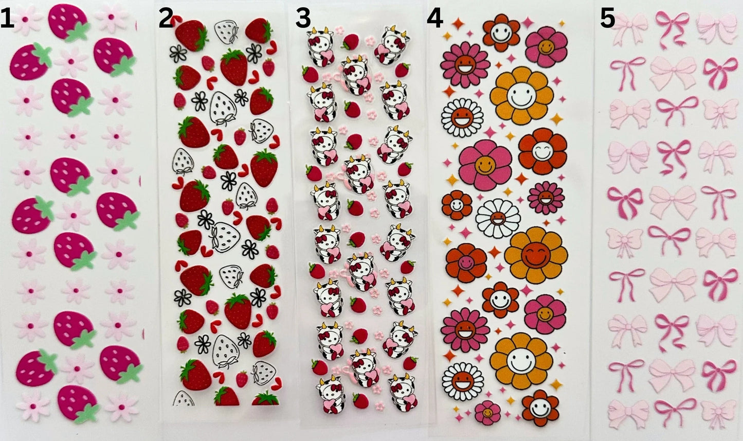 UV DTF Pen Wraps Strawberry Coquette Pink Bow image 1