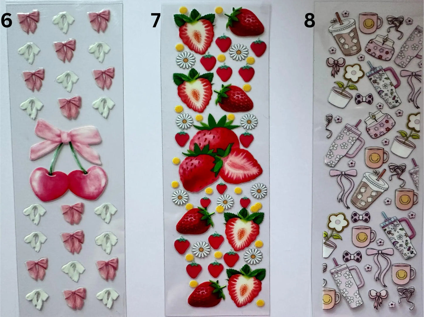 UV DTF Pen Wraps Strawberry Coquette Pink Bow image 2