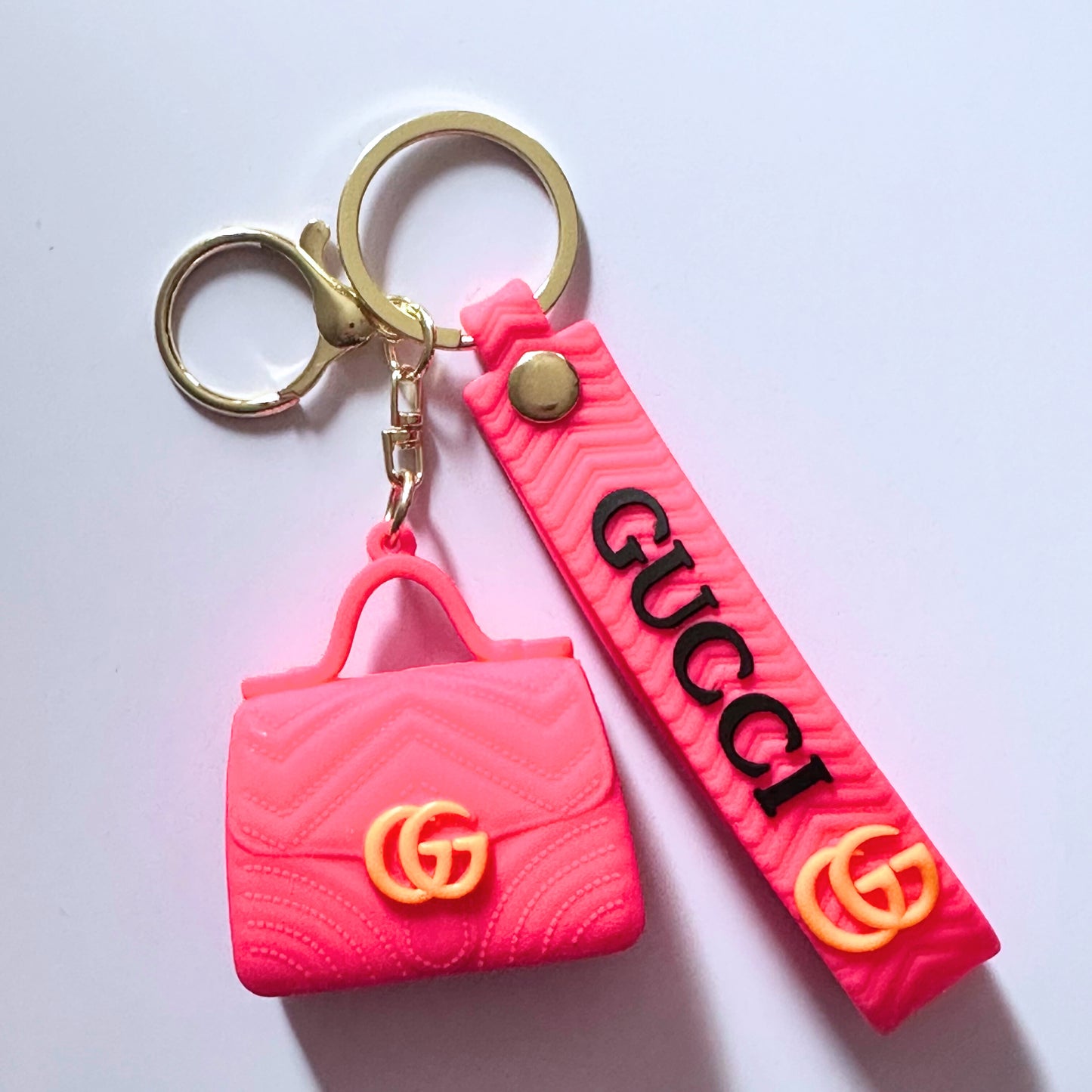 Bright Pink G*cci Bag Keychain image 0