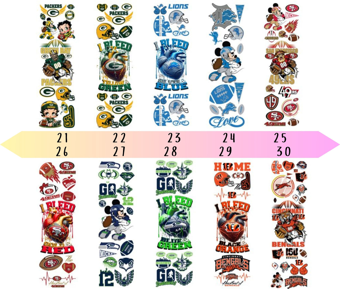 UV DTF Pen Wraps Football- 60 Options image 3