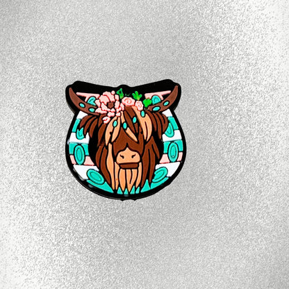 Highland Cow w/ Floral Headband image 1