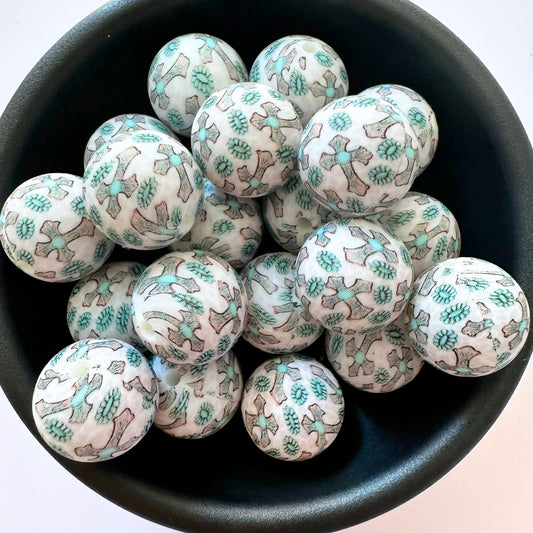 Country Western Cross  Concho 15mm Silicone Beads image 0