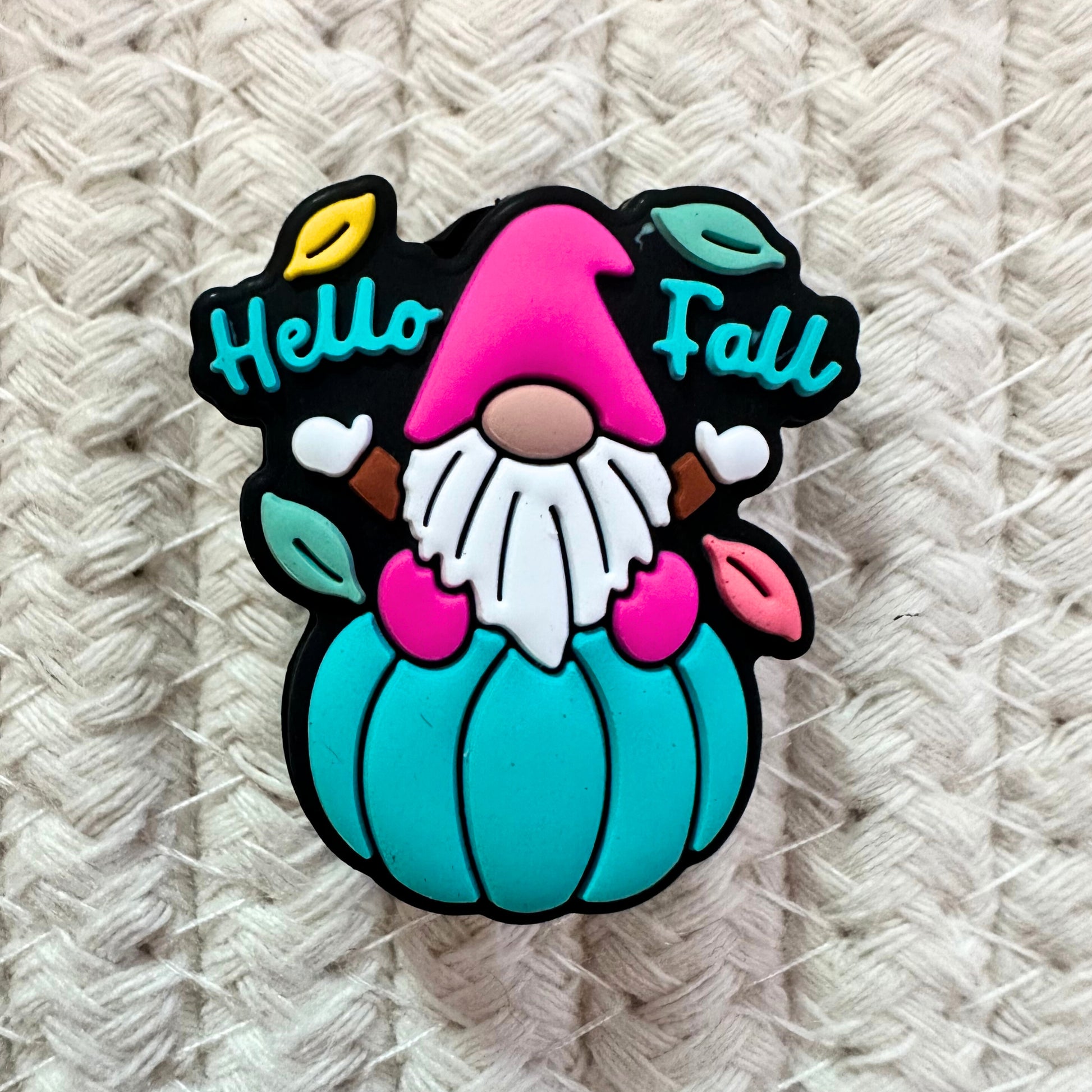 Hot Pink Teal Pumpkin Gnome Hello Fall image 1