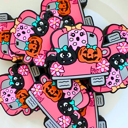 Halloween Ghost Pumpkin Pink Truck image 0