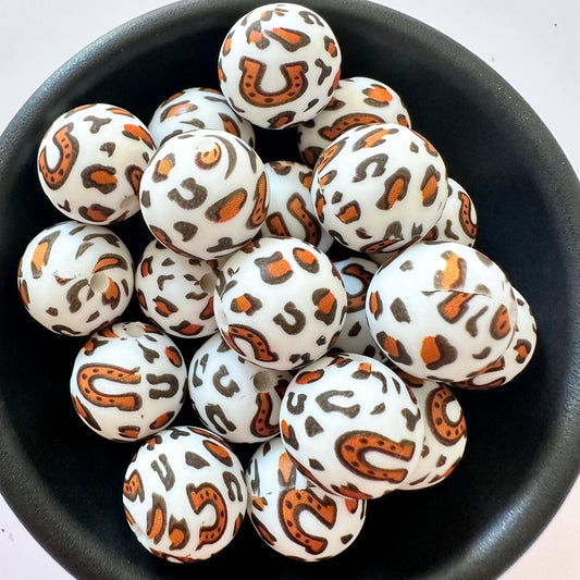 Country Western Horseshoe 15mm Silicone Beads image 0