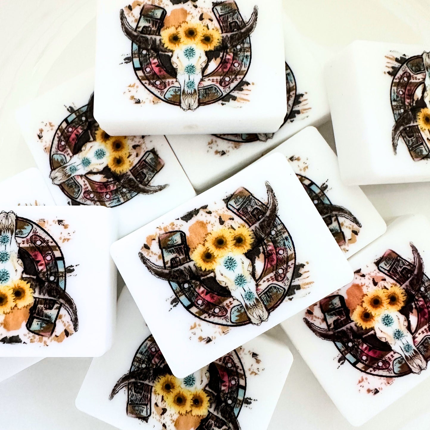 Bull Head Horseshoe Sunflower Aztec Print image 0