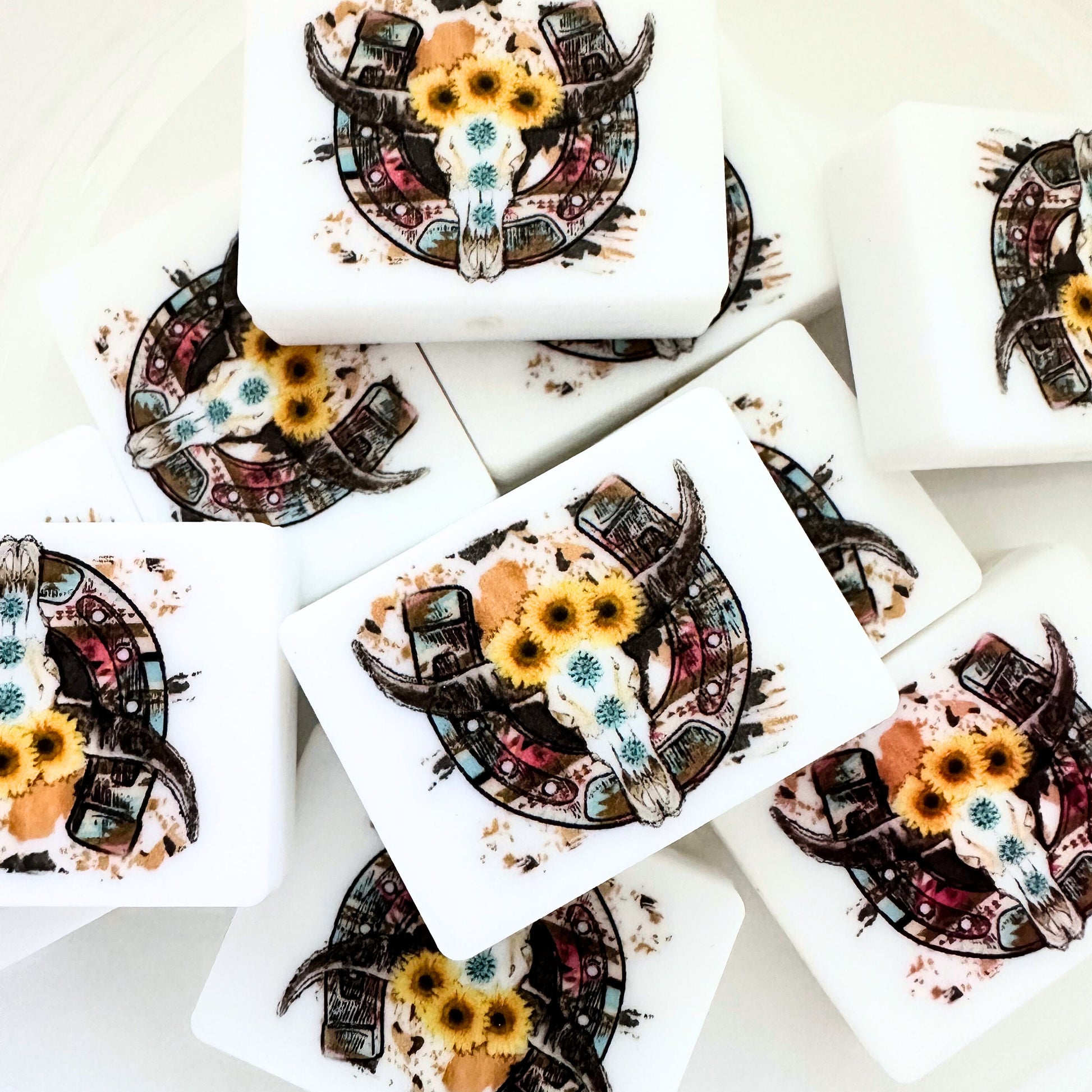 Bull Head Horseshoe Sunflower Aztec Print image 0