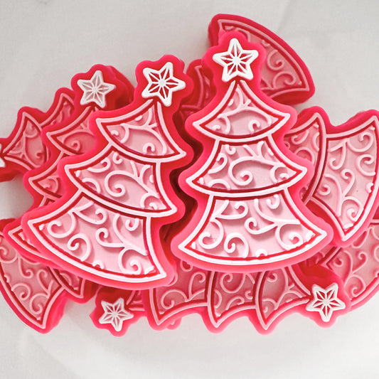 Pink Christmas Tree Christmas Tree Topper Star Swirls image 0