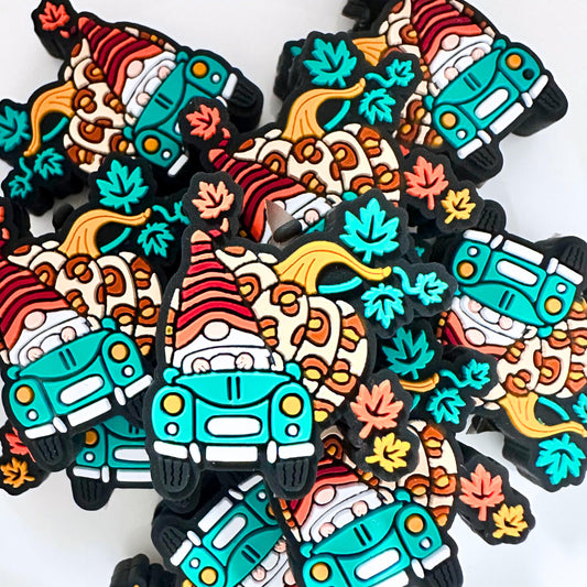 Thanksgiving Gnome Pumpkin Fall Leaves Colors Teal Truck Leopard Print image 0