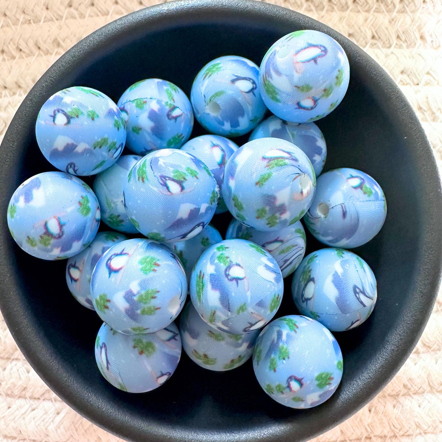 Christmas Blue Winter Wonderland 15mm Silicone Beads image 0