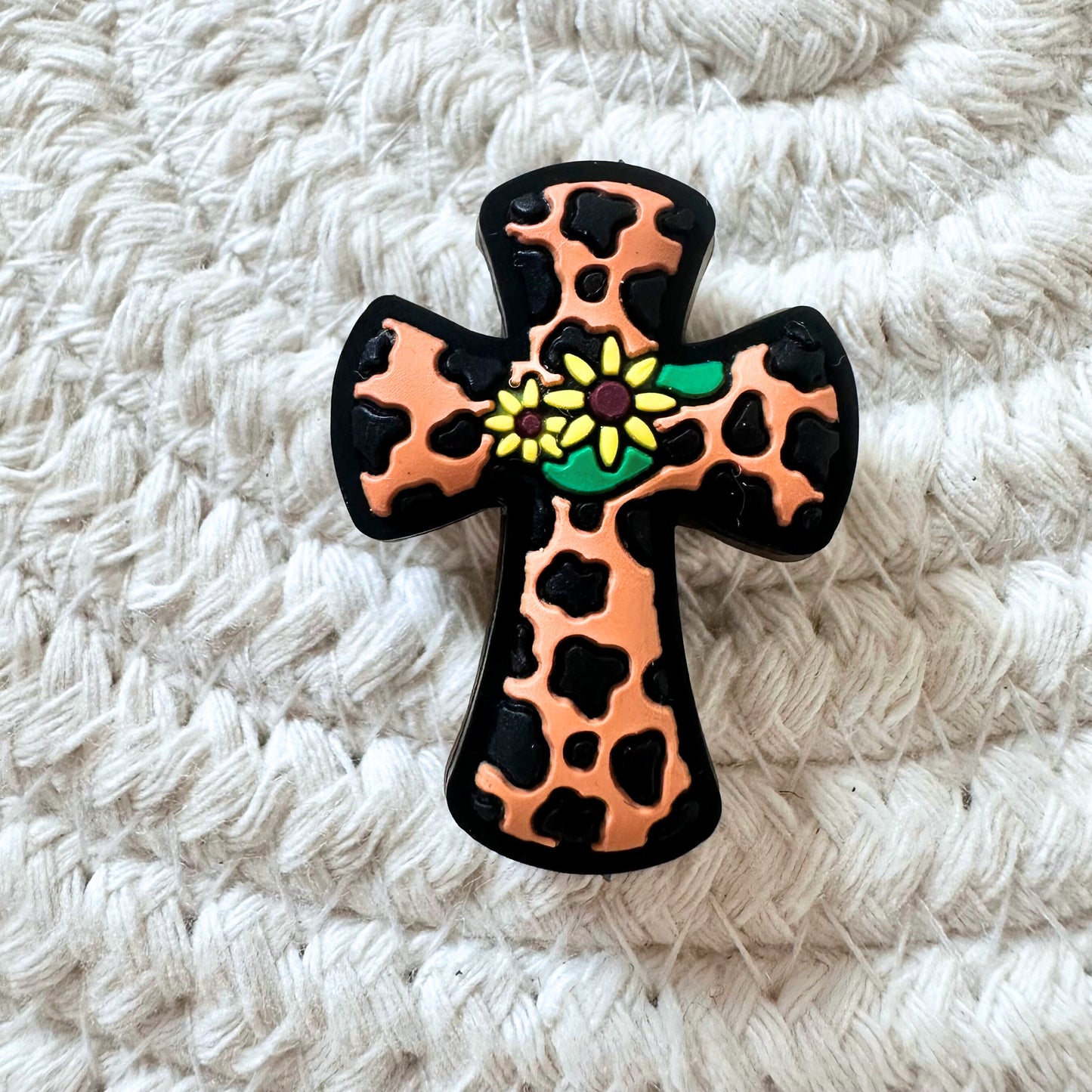 Leopard Print Cross with Sunflower image 1