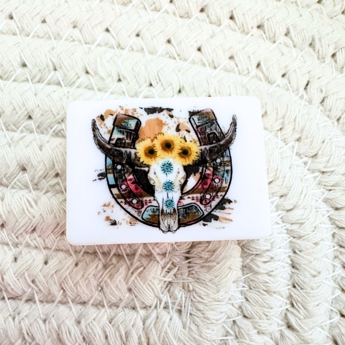 Bull Head Horseshoe Sunflower Aztec Print image 1