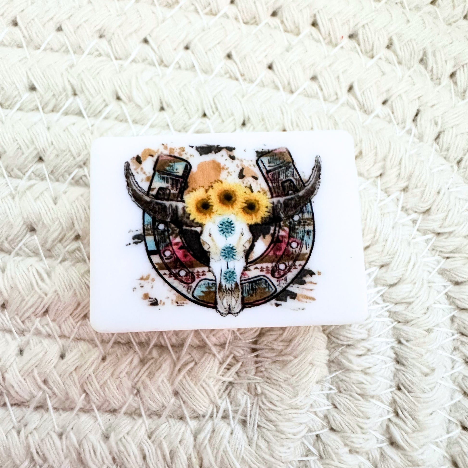 Bull Head Horseshoe Sunflower Aztec Print image 1