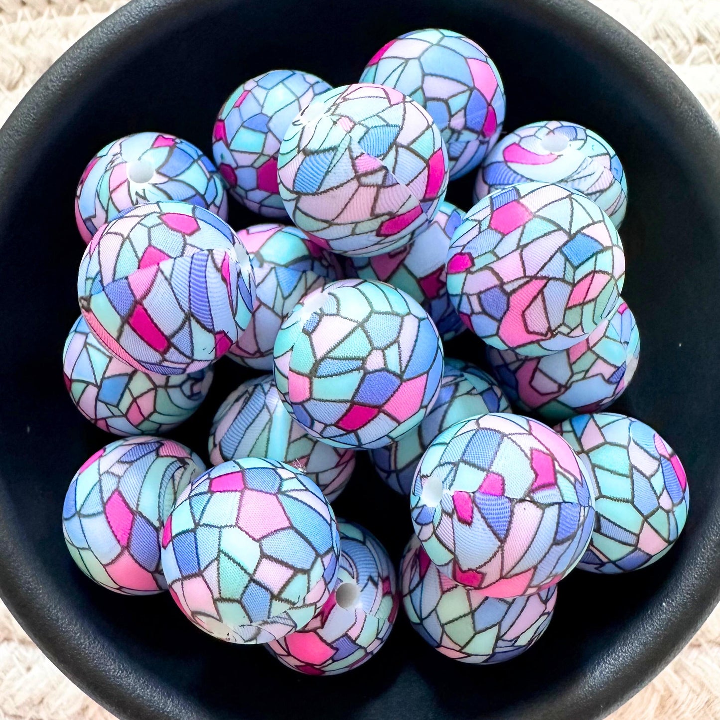 Stained Glass Kaleidoscope 15mm Silicone Beads image 0