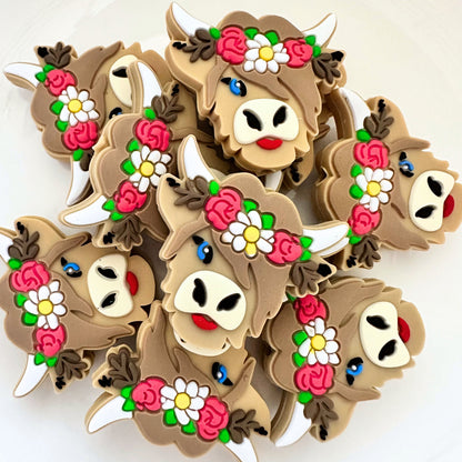 Highland Cow w/ Floral Headband image 0