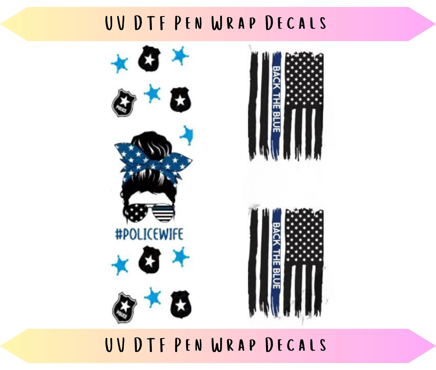 UV DTF Pen Wraps Police Back The Blue image 0