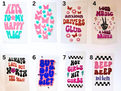 UV DTF Hotel Keychain Decal Funny Anxious Driver image 1
