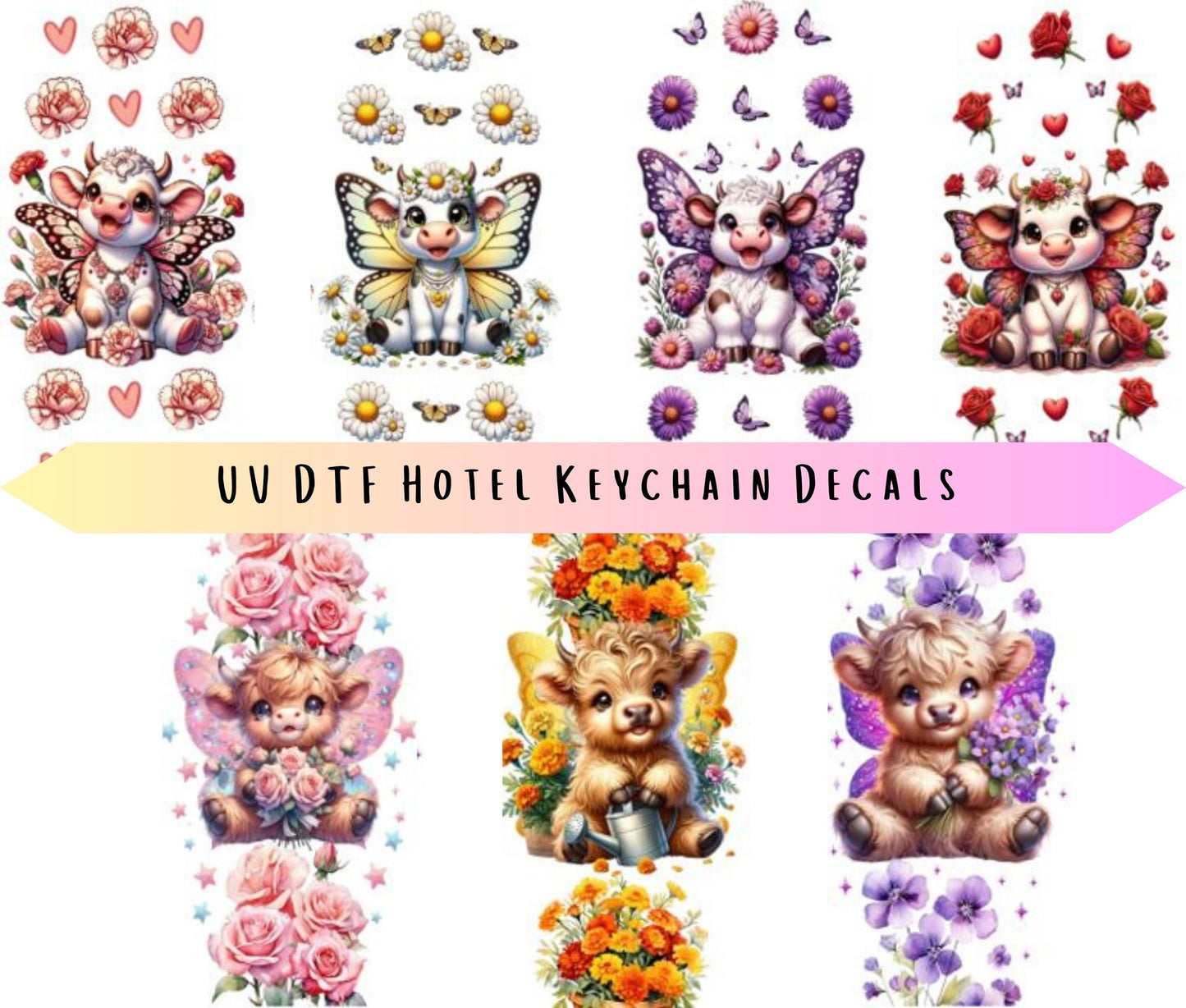 UV DTF Hotel Keychain Highland Cows image 0