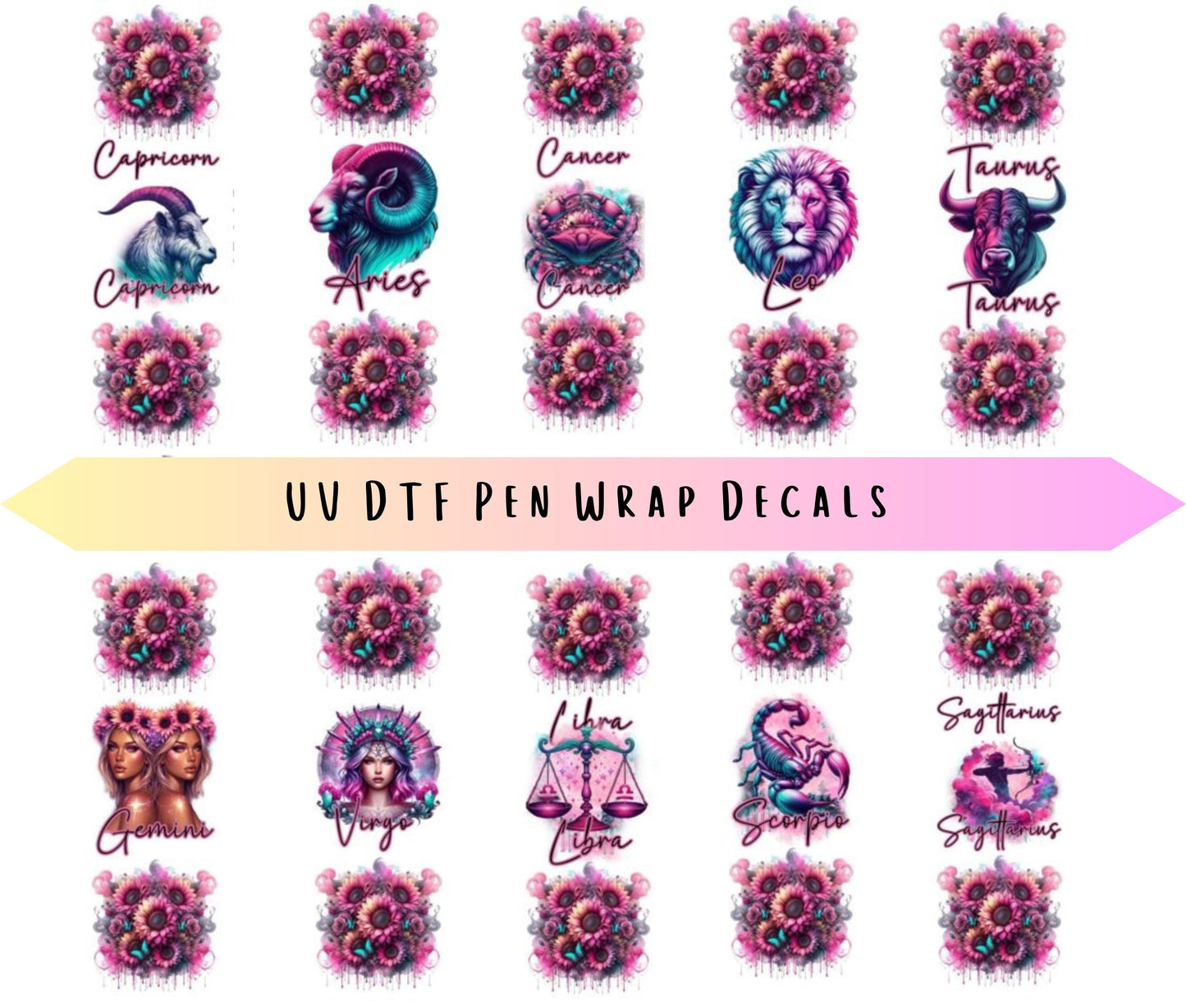 UV DTF Pen Wraps Zodiac Signs image 0
