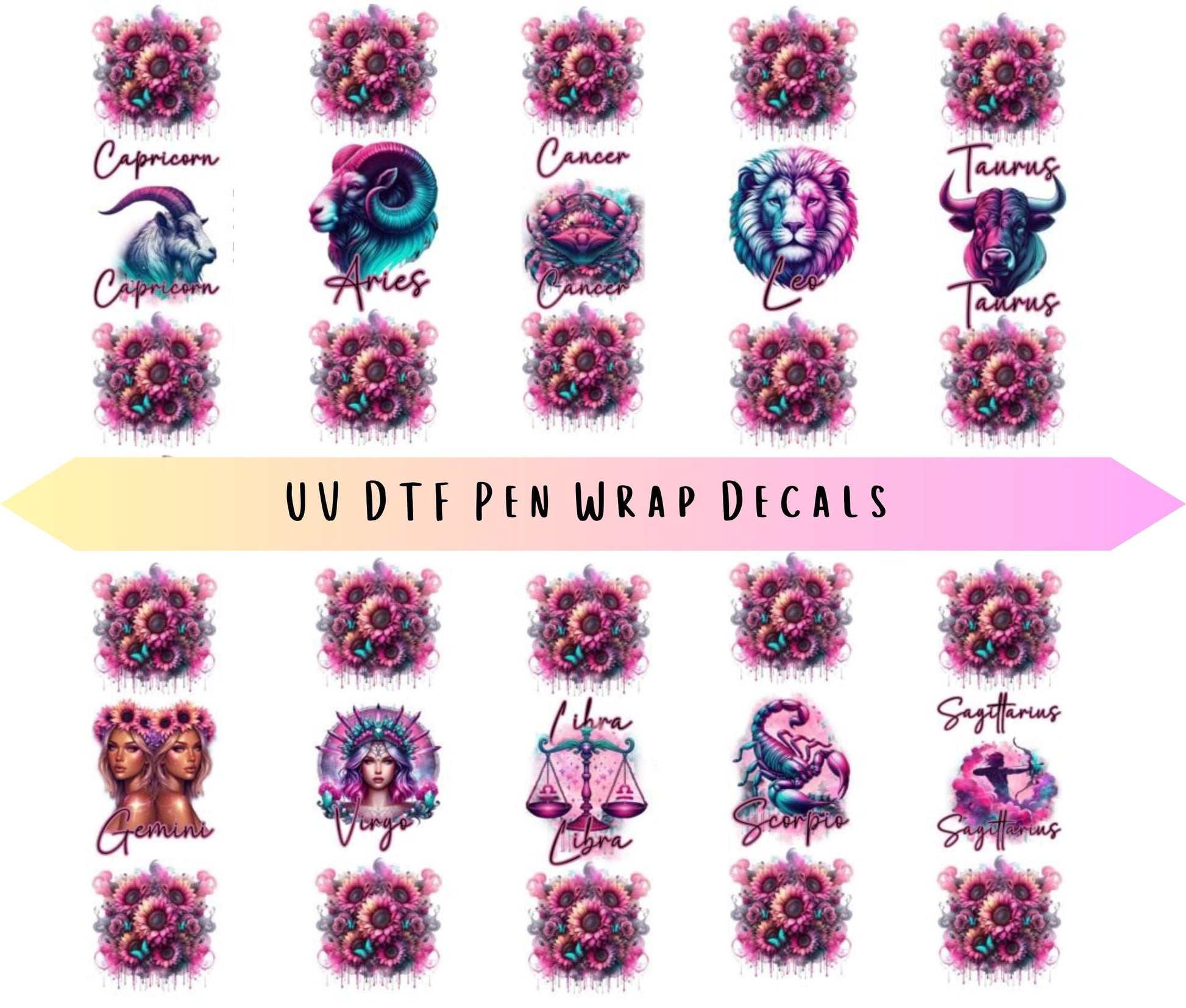 UV DTF Pen Wraps Zodiac Signs image 0