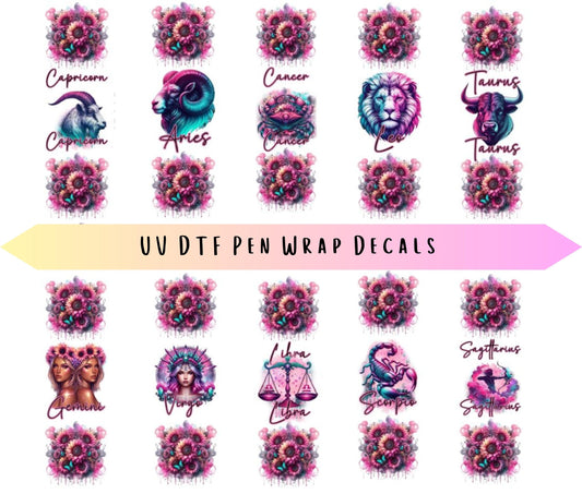 UV DTF Pen Wraps Zodiac Signs image 0