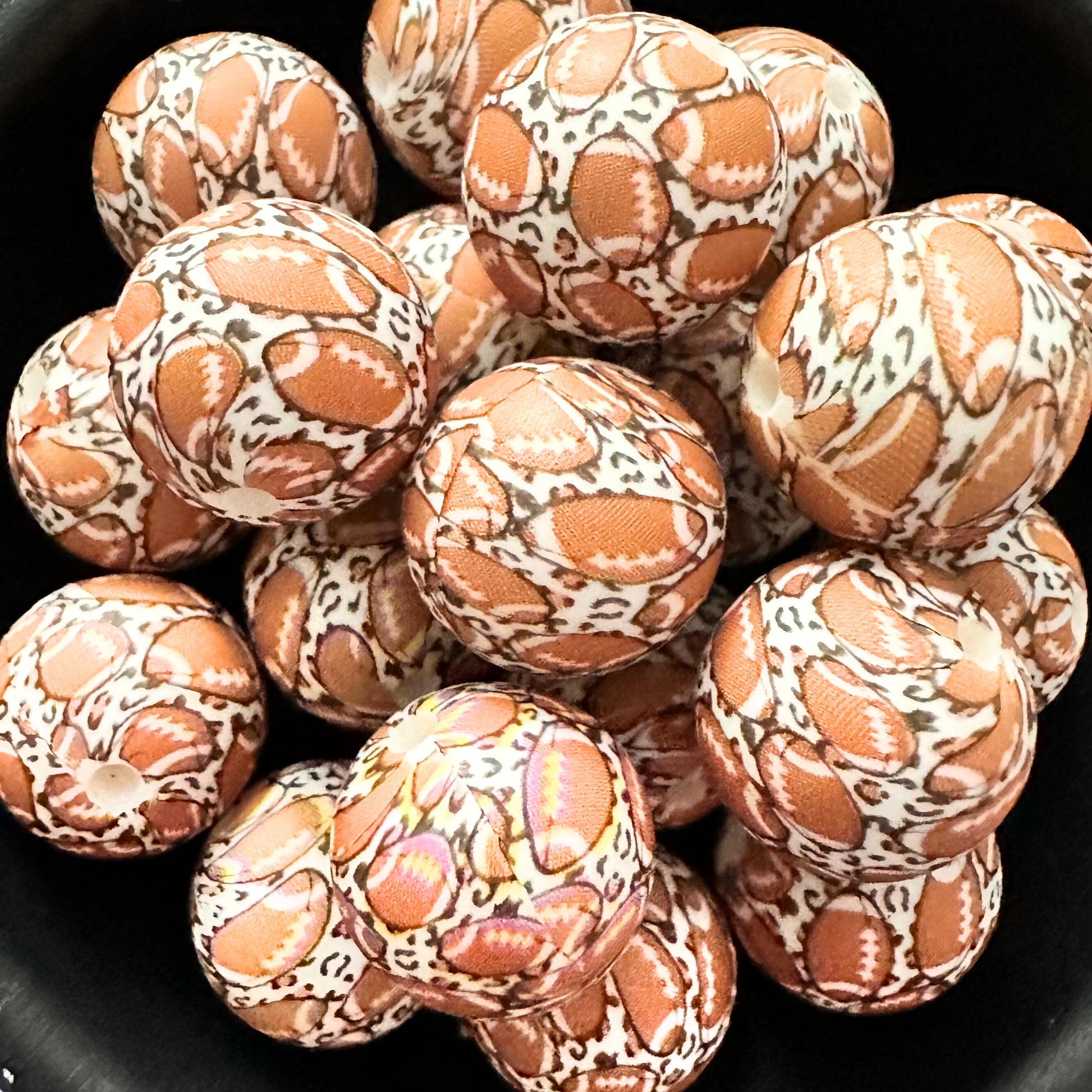 Football Leopard Print 15mm Silicone Beads image 0