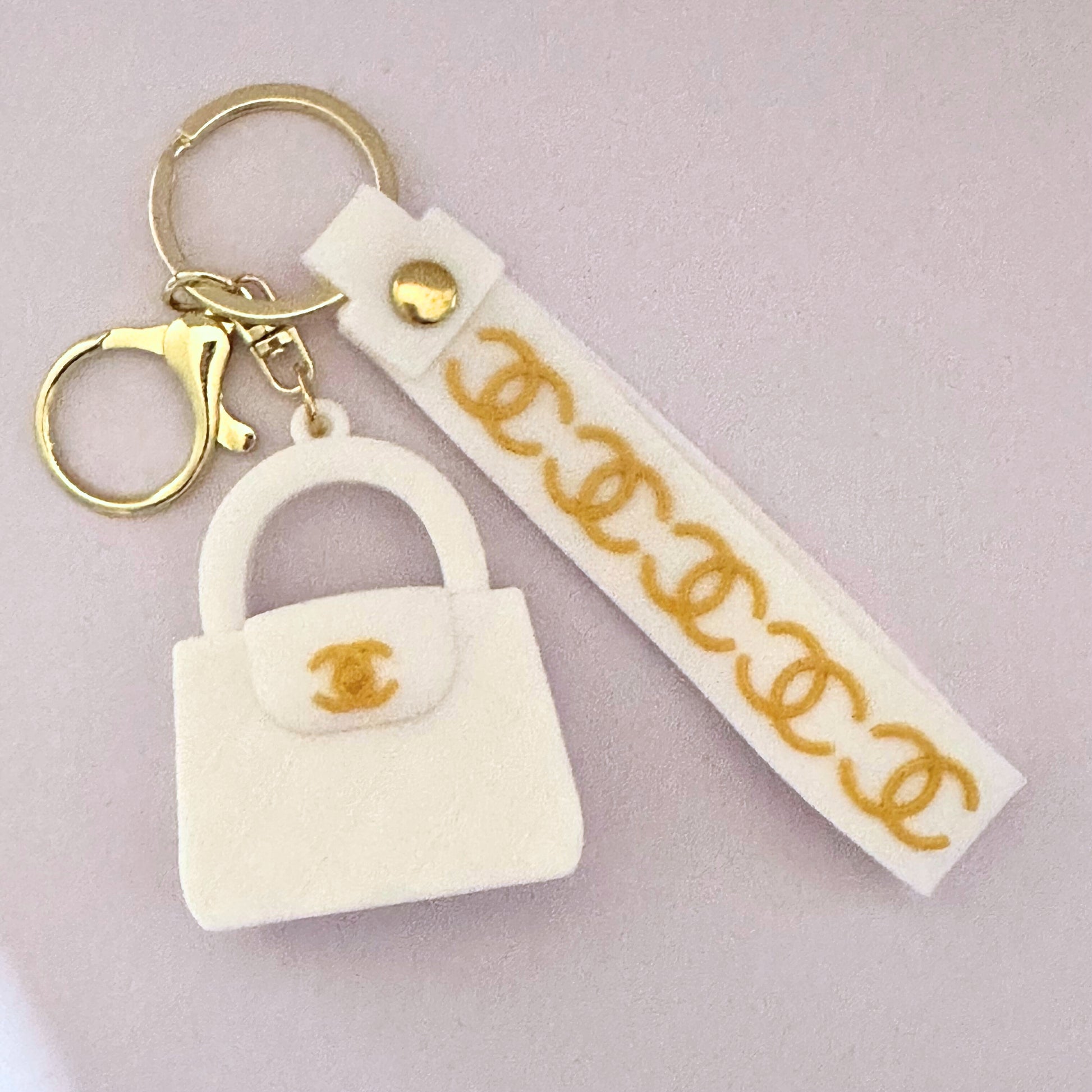 White CC Bag Keychain image 0