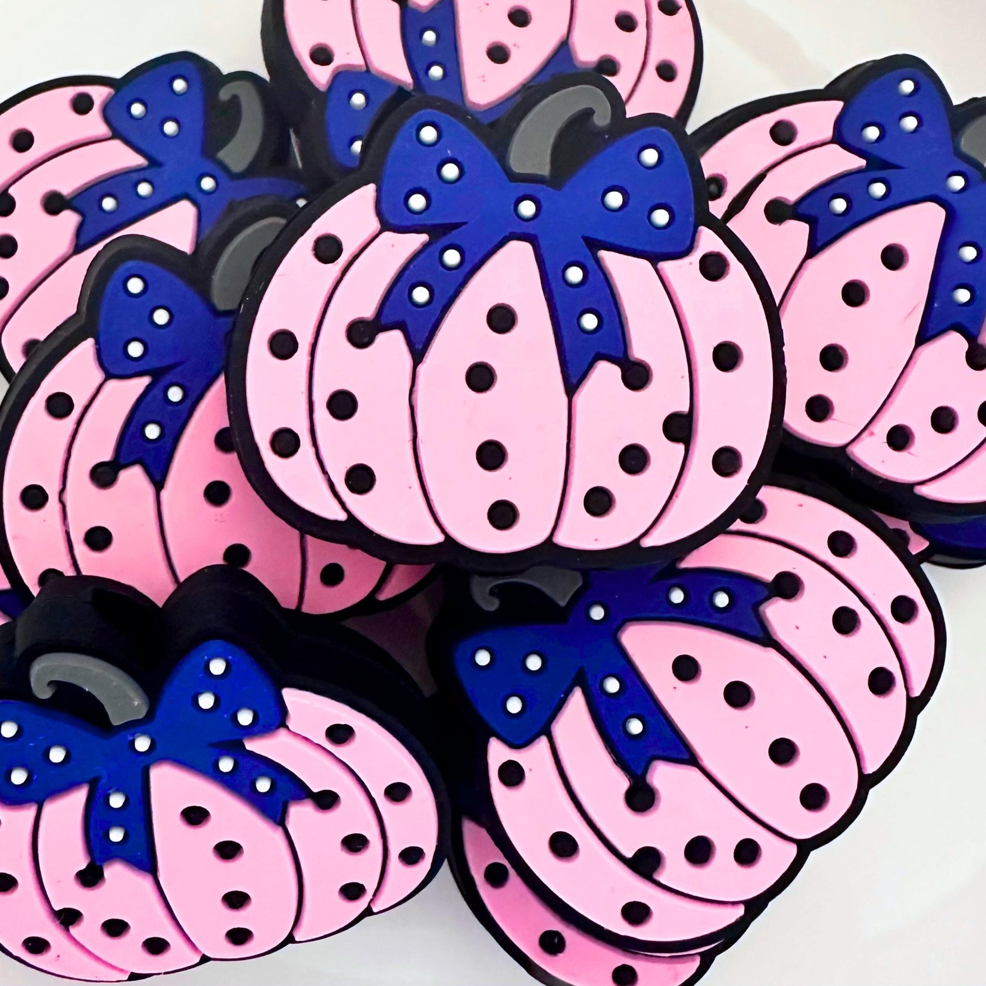 Halloween Cute Polka Dot Pink Pumpkin Bow Fall Thanksgiving Spooky Scary image 0