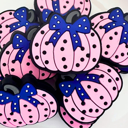 Halloween Cute Polka Dot Pink Pumpkin Bow Fall Thanksgiving Spooky Scary image 0