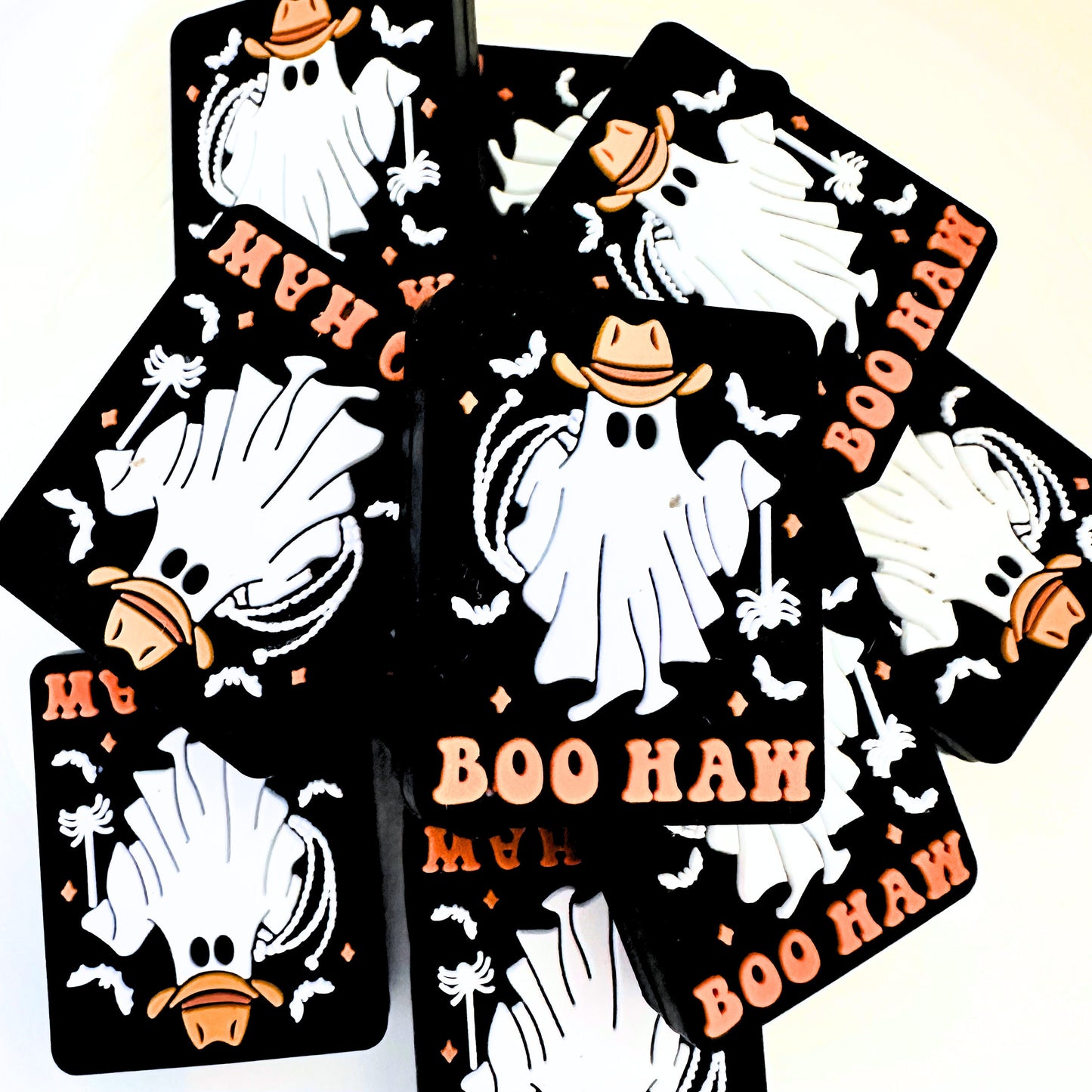 Halloween Spooky Ghost Boo Haw Cowboy Hat Pumpkin Lasso Bat image 0