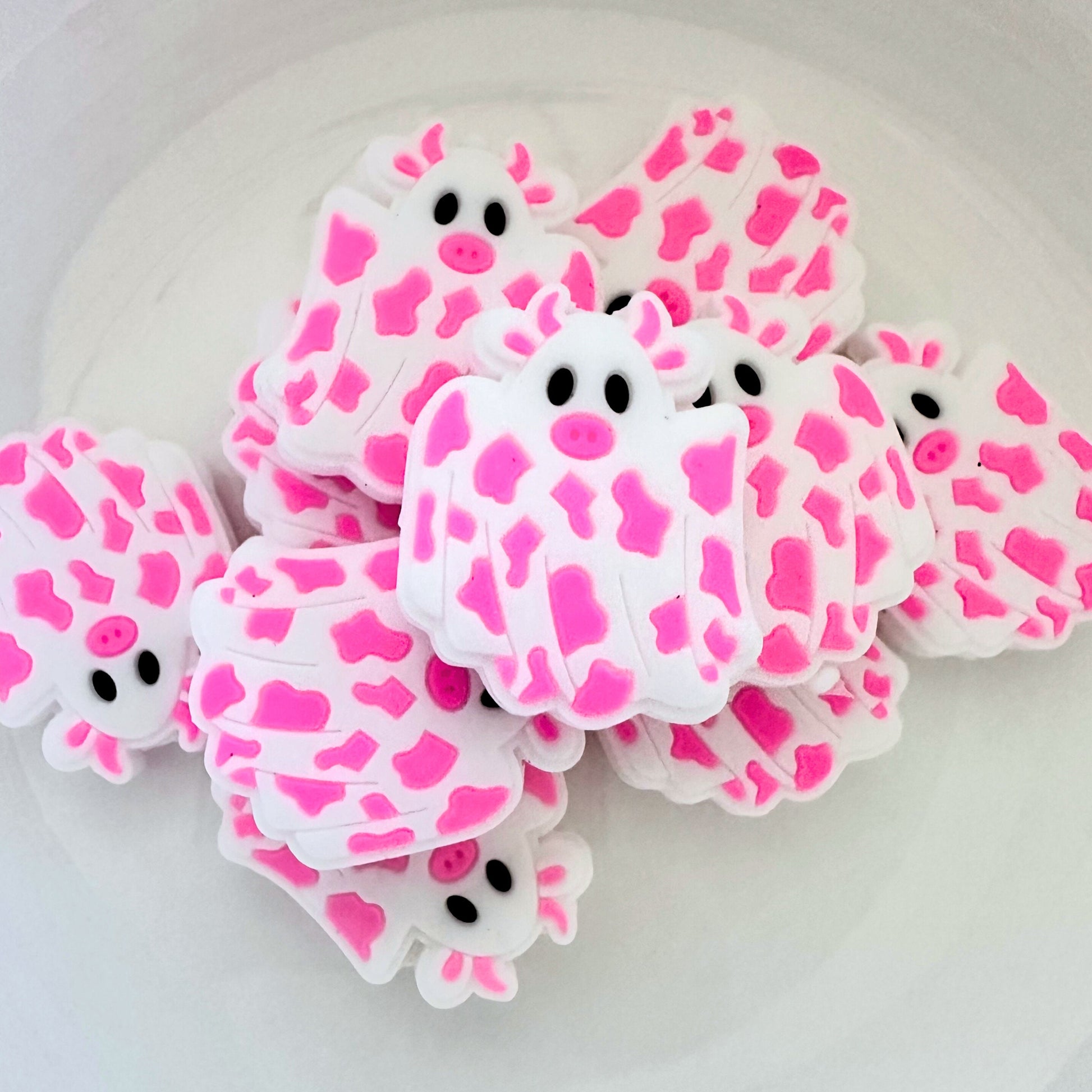 BOO Spooky Pink Cow Ghost Halloween image 0