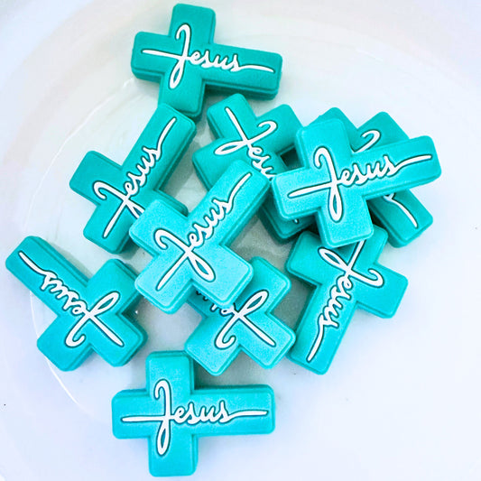Teal Turquoise Faith Cross Religious Jesus image 0